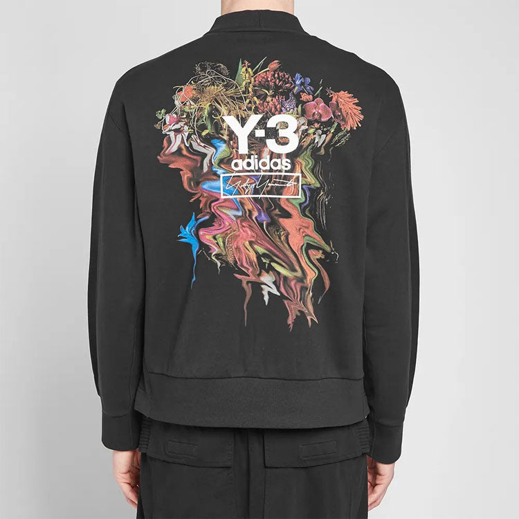 Men's Y-3 TOKETA PRINT CREW SWEATER Round Neck Black FJ0425