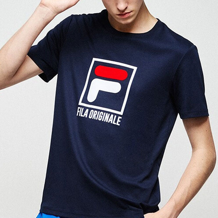 FILA Alphabet Logo Printing Round Neck Casual Short Sleeve Blue F51M128124F-NV