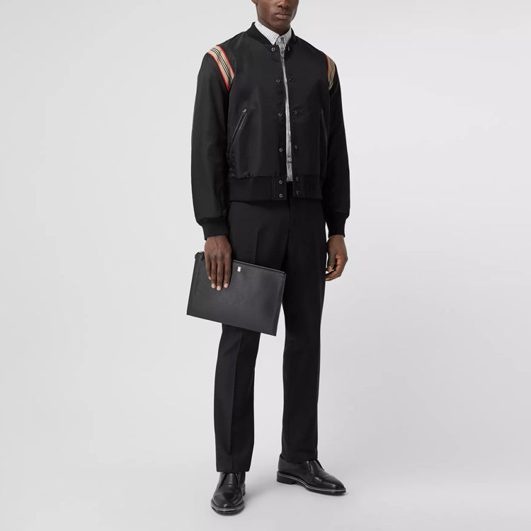 Burberry Classic Striped Shoulder Pilot Jacket For Men Black 80323621
