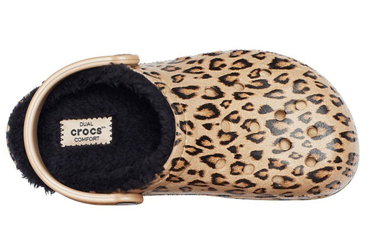 Crocs Baya Lined Clog Leopard Print Slippers 205975-98R