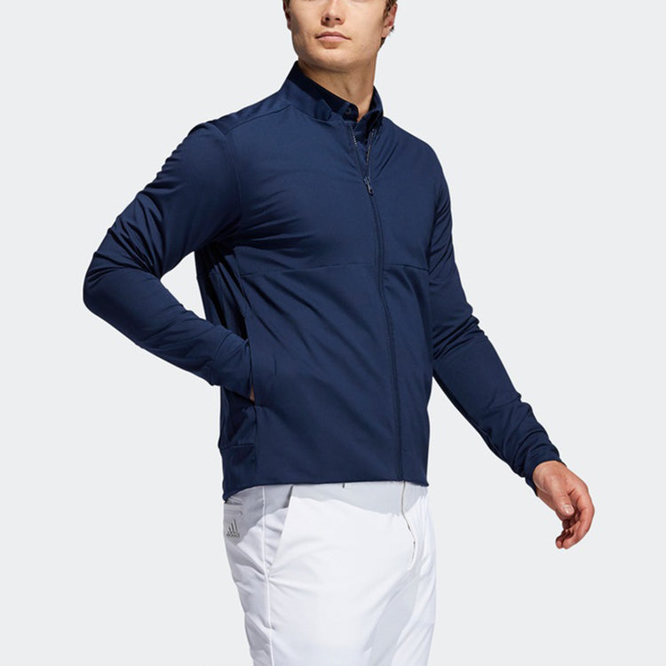 adidas Wind P Heat Jk Golf Athleisure Casual Sports Baseball Collar Jacket Navy Blue FS6975