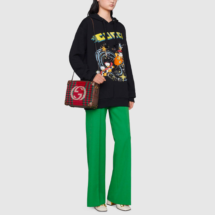 (WMNS) Gucci x Disney Joint SS21 Cartoon Donald Duck Printed Hoodie For Black 615061-XJDC6-1043