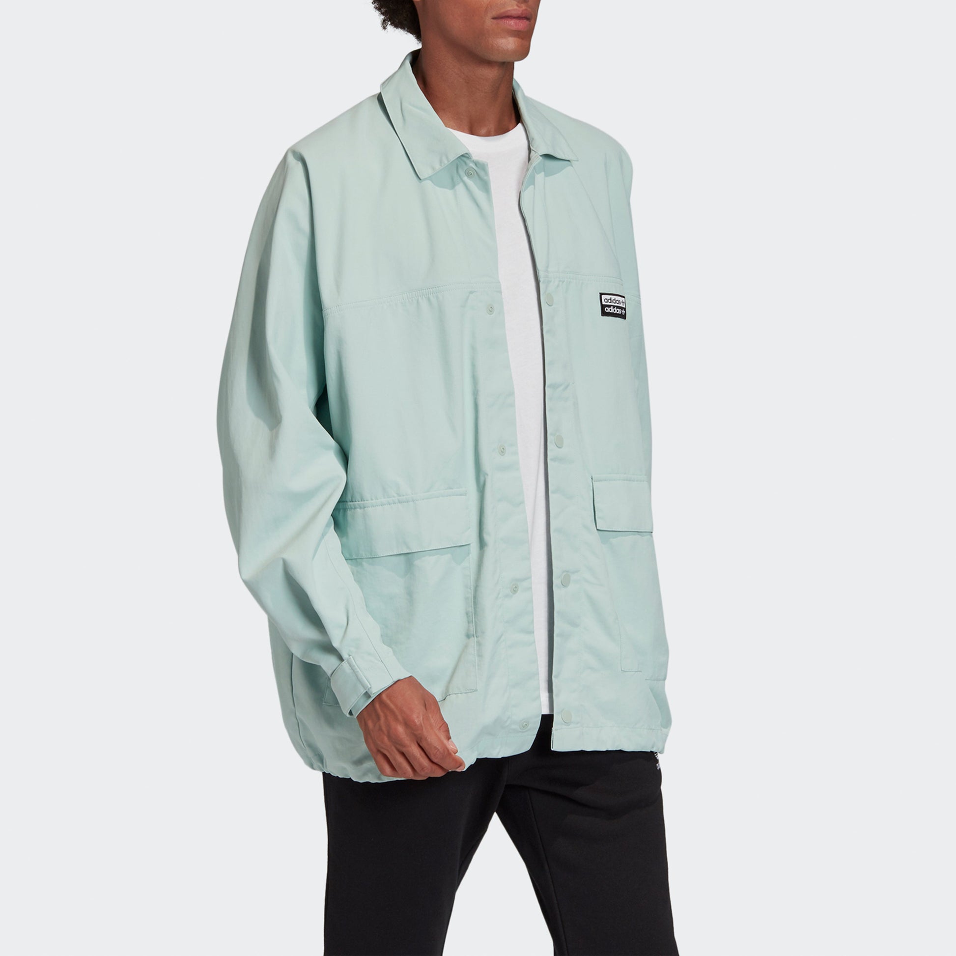 adidas originals Solid Color Cargo Pocket Sports Jacket Light Green FM2247
