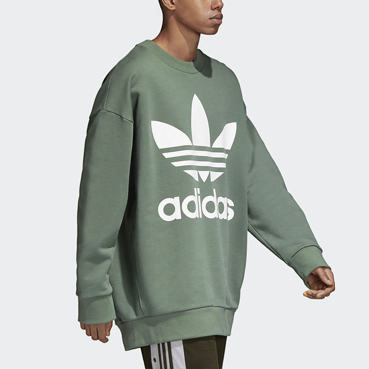 adidas originals Tref Over Crew Loose Casual Round Neck Pullover Green DH5770