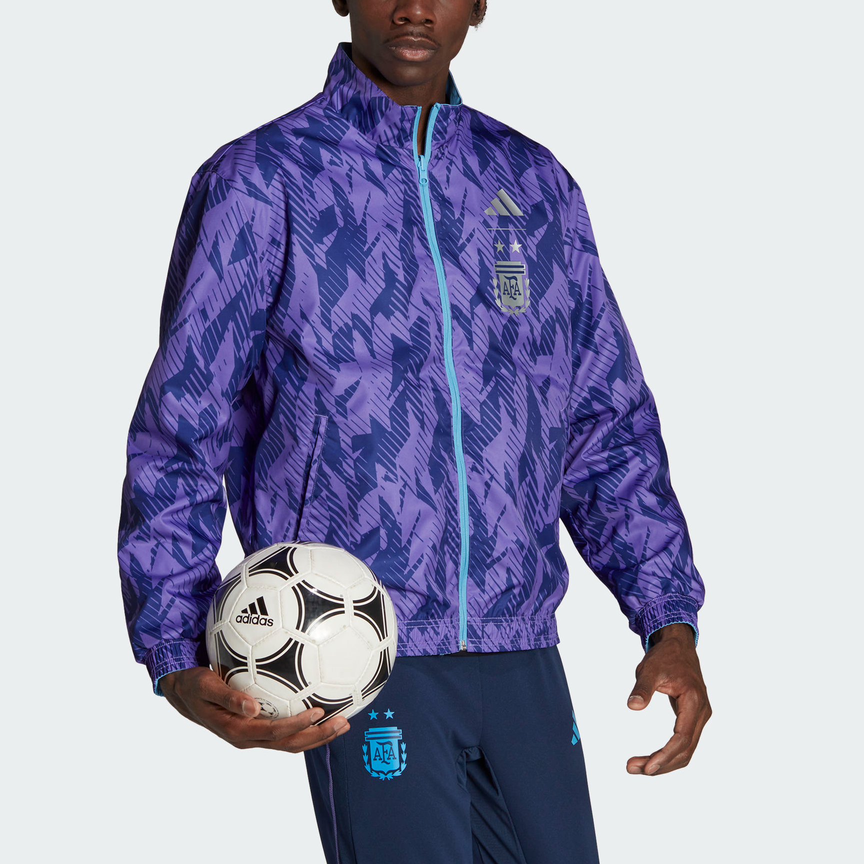 adidas Argentina Anthem Jacket Men's Sports Soccer Running Top Light Blue HF3948