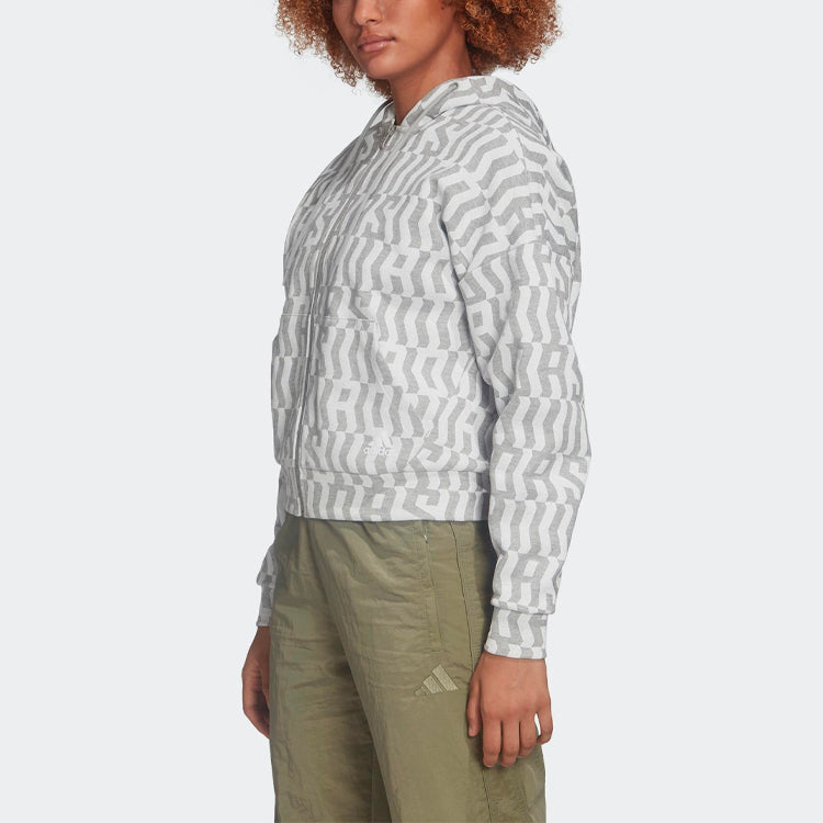 (WMNS) adidas Printing Hooded Jacket Grey FL4225