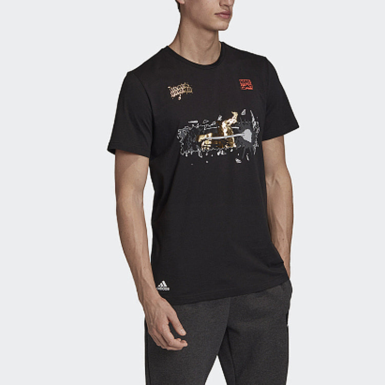 adidas Marvel Blk Pan. Sports Stylish Short Sleeve Black FN1761