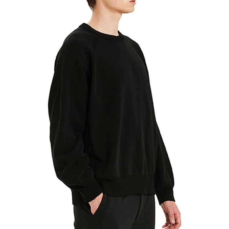 Men's Y-3 SS21 Loose Round Neck Long Sleeves Pullover Black GV4214