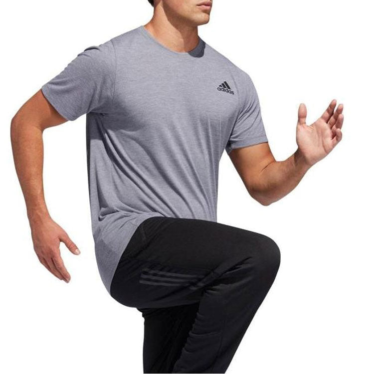 adidas Solid Color Logo Round Neck Sports Short Sleeve Gray EH4719