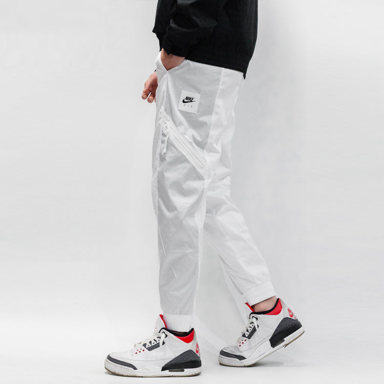 Nike Air Contrast Stitched Windproof Tie Woven Sweatpants For Men White DA0241-100