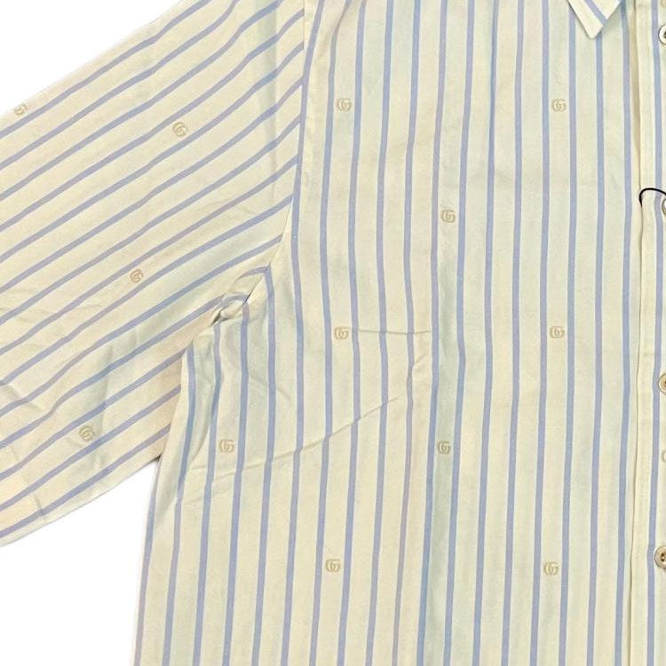 Gucci Striped Shirt With GG Patch 'Blue Ivory' 673493-ZAHIY-9738