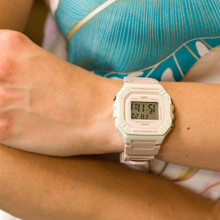 CASIO Fashion Stylish Sports 50m Waterproof Pink White Watch Digital W-218HC-4A2V