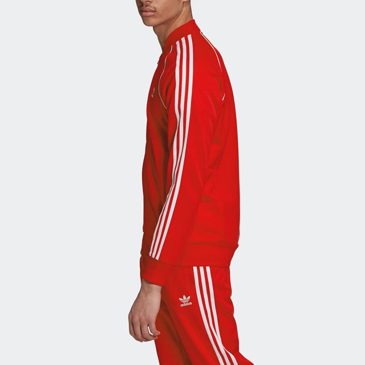 Men's adidas originals Logo Casual Breathable Sports Side Stripe Jacket Red GF0196