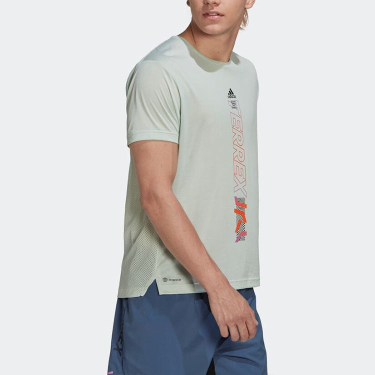 Men's adidas Alphabet Logo Printing Round Neck Short Sleeve Japanese Version Green T-Shirt HI6196