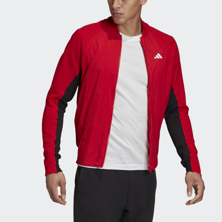 adidas Back Embroidered Pattern Casual Sports Jacket Red FM9972