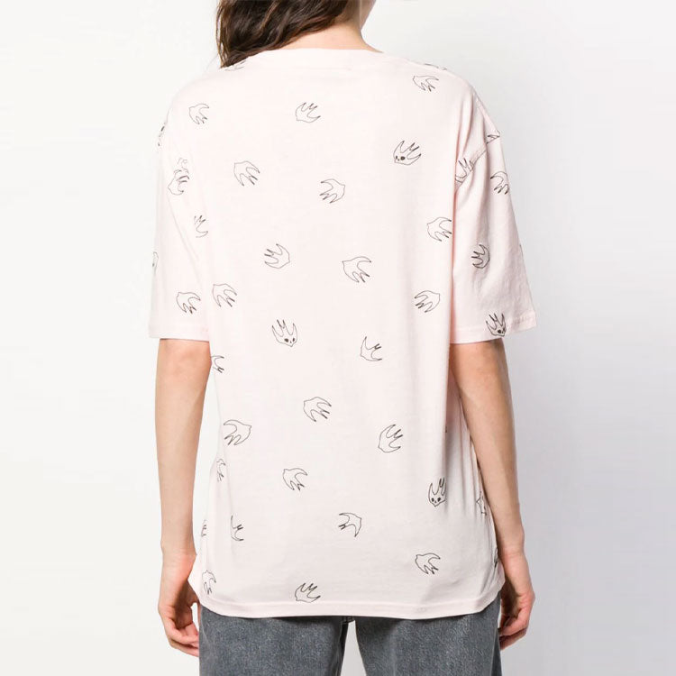 McQ Alexander McQueen Swallow Printing Round Neck Short Sleeve Pink 494256-RNJ54-5703