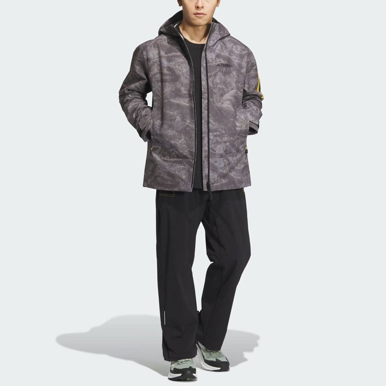 adidas x National Geographic Allover Print RAIN. RDY Jacket Asia Sizing 'Silver Violet' IS9512