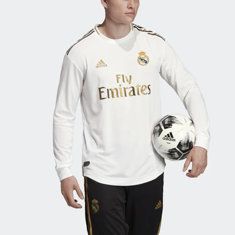 adidas real Madrid 19-20 Season Player Edition Alphabet Logo Stripe Sports Soccer/Football Long Sleeves Jersey White DW4437