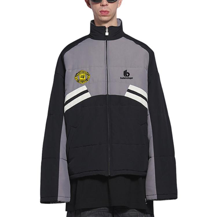 Balenciaga Padded Funnel-Neck Tracksuit Jacket 'Grey Black' 675462-TKO48-1000