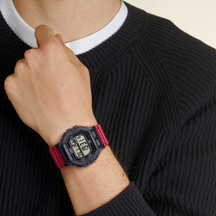 CASIO Fashion Stylish Quartz Watch Numeric Resin Strap Red/Black WS-1400H-4AVDF