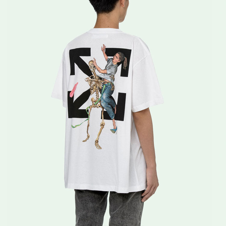 Off-White Skeleton Logo Printing Short Sleeve White OMAA038F20FAB0010110