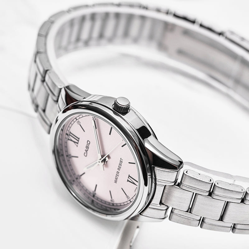 CASIO Quartz Stainless Steel Strap Pink Watch Dial Pink Analog LTP-V002D-4B