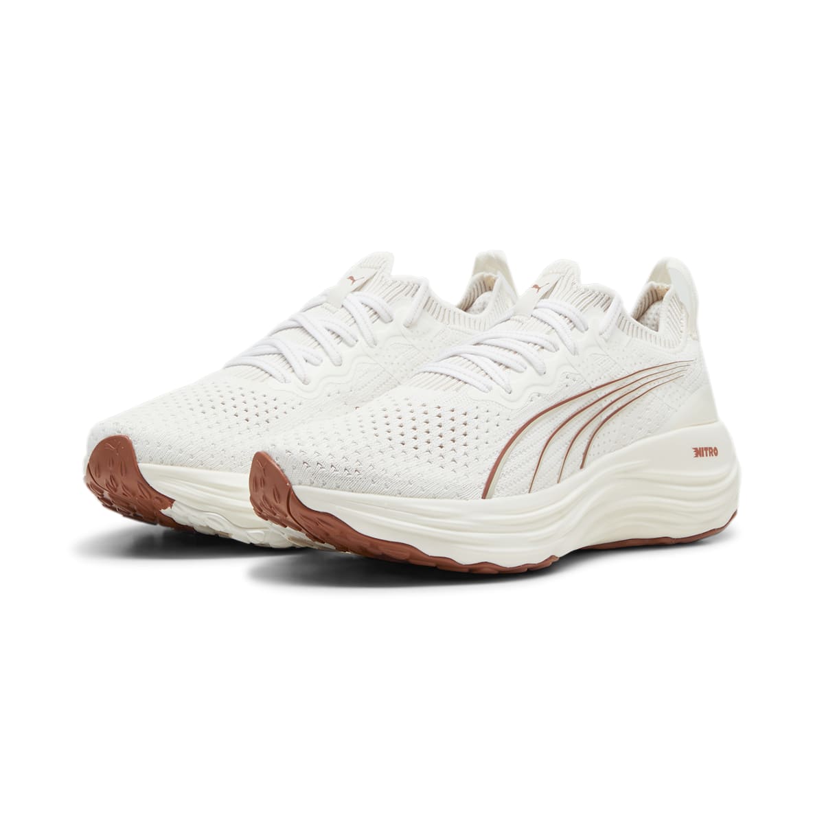 (WMNS) PUMA ForeverRun Nitro Knit 'Warm White Teak' 379140-08