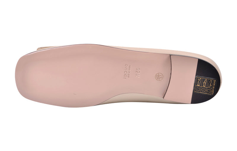 (WMNS) Gucci Leather Ballet Flat With Crystal G 'White' 551434-C9D00-9526