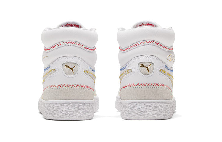 PUMA Ralph Sampson Mid Stitch White/Grey/Yellow High Board Shoes 373340-02