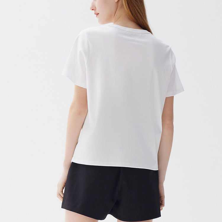 (WMNS) FILA Pure Cotton Round Neck Sports Short Sleeve White F11W128101F-WT