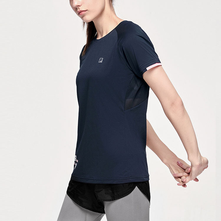 (WMNS) FILA Athletics Athleisure Casual Sports Running Breathable Short Sleeve Black A11W122101F-BK