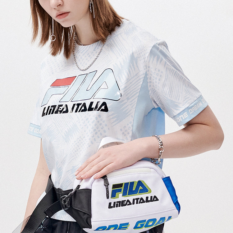FILA FUSION Logo Printing Loose Knit Sports Short Sleeve White T11W125115F-LB