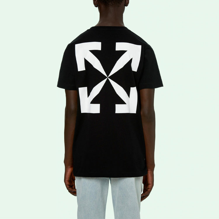 Off-White SS21 Pattern Printing Round Neck Short Sleeve Black OMAA027R21JER0021001