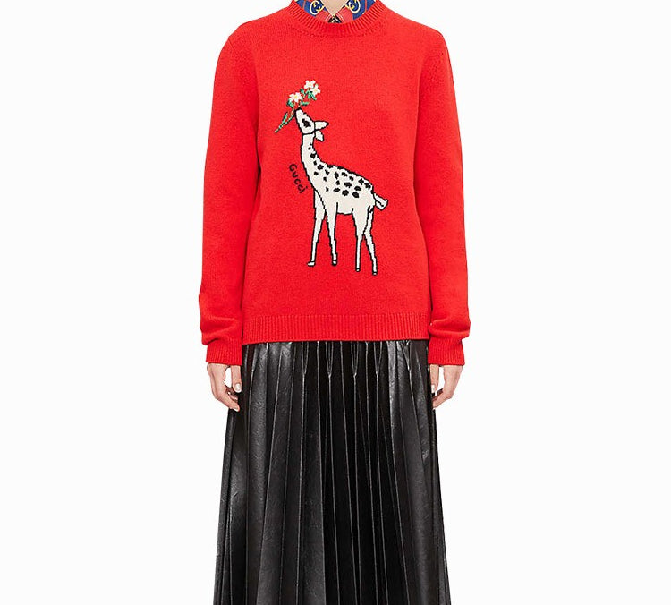 (WMNS) Gucci Deer Logo Wool Red 579950-XKAWE-6397