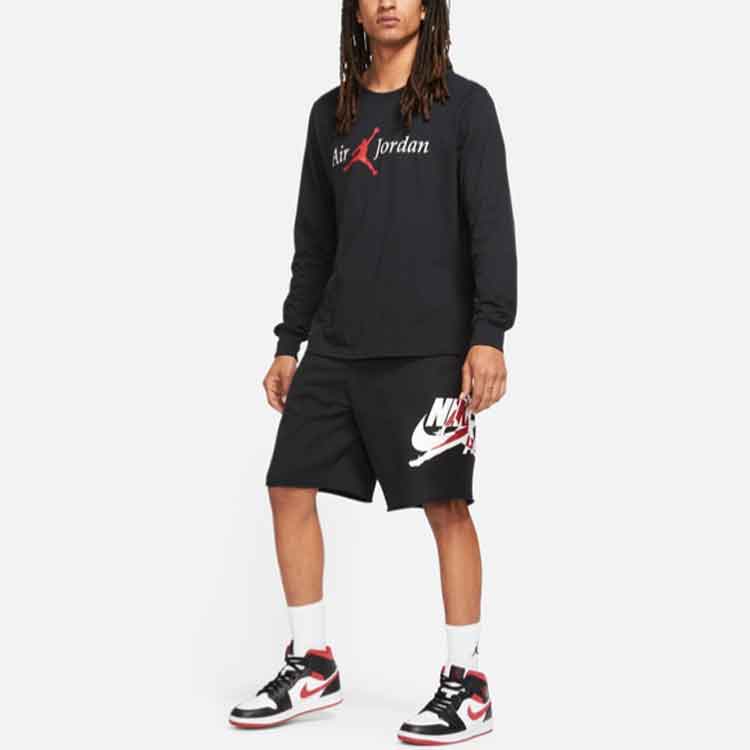 Air Jordan Jumpman Logo Printing Knit Basketball Sports Shorts Black DH9509-010