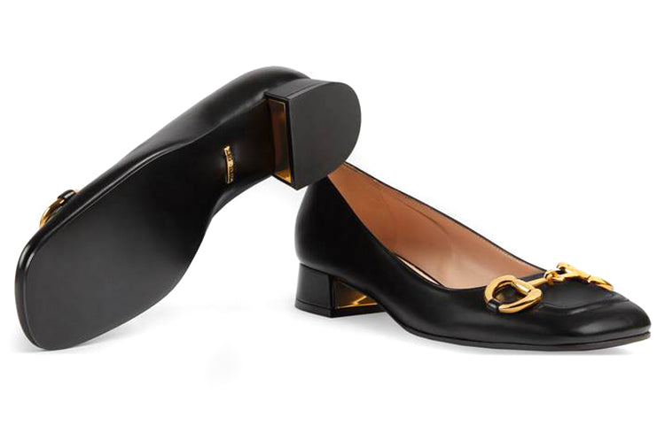 (WMNS) Gucci Ballet Flat with Horsebit 'Black Leather' 645600-C9D00-1000