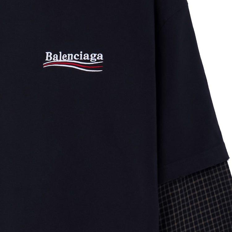 Balenciaga Political Campaign Layered T-Shirt Oversized 'Black' 698631TKVJ19070