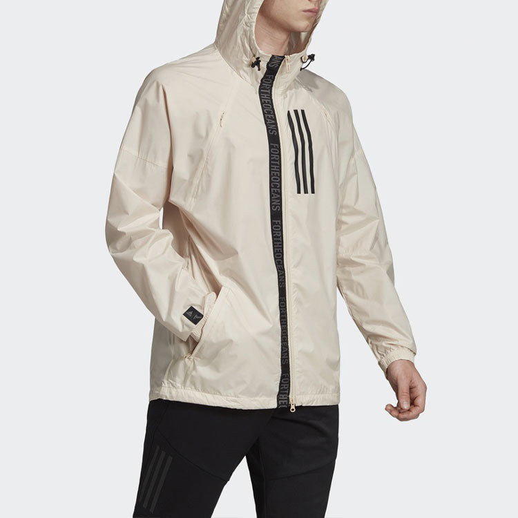 adidas WND M Casual Sports hooded Woven Jacket Beige DX9290