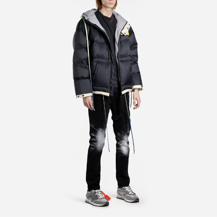 Off-White FW19 Scaffolding Zipped Puffer Arrow Jacket Men Blue OMED019F19E150253201