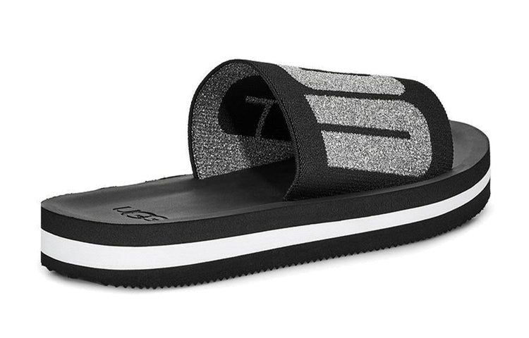 (WMNS) UGG Zuma Metallic Graphic Black Slippers 1101558-BLK