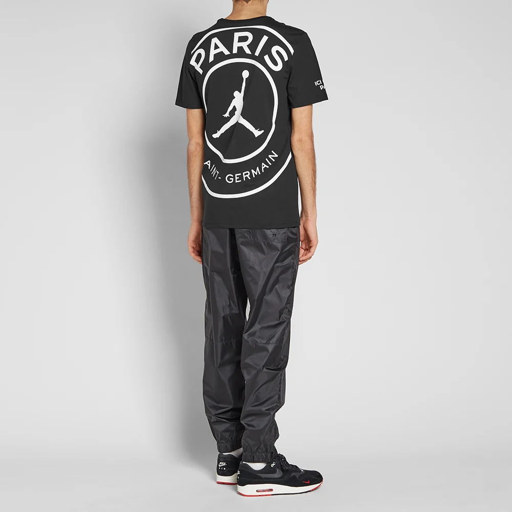 Air Jordan X PSG Crossover Paris Saint-Germain jump man Large LOGO Short Sleeve Black BQ4273-010