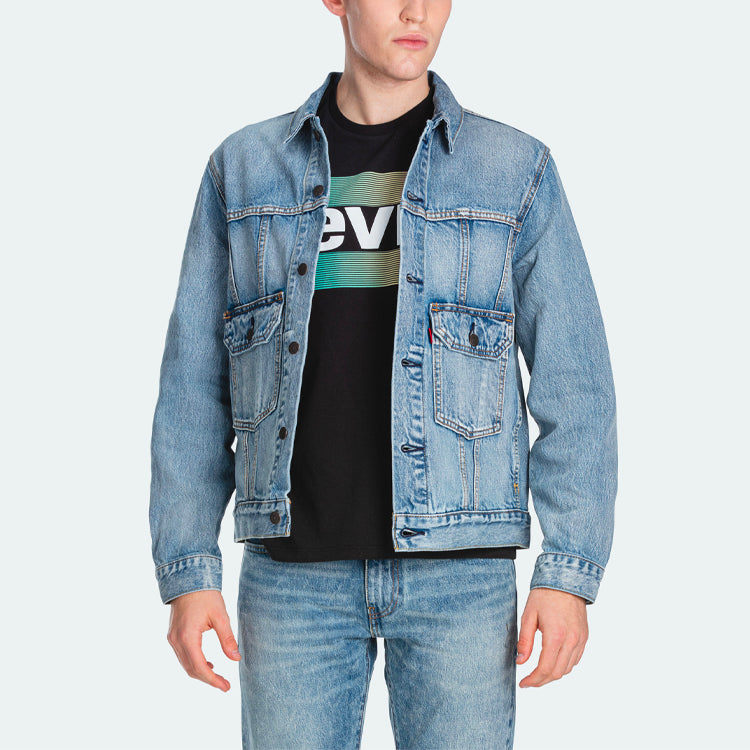 Men's Levis lapel Denim Jacket Denim Blue 85240-0000