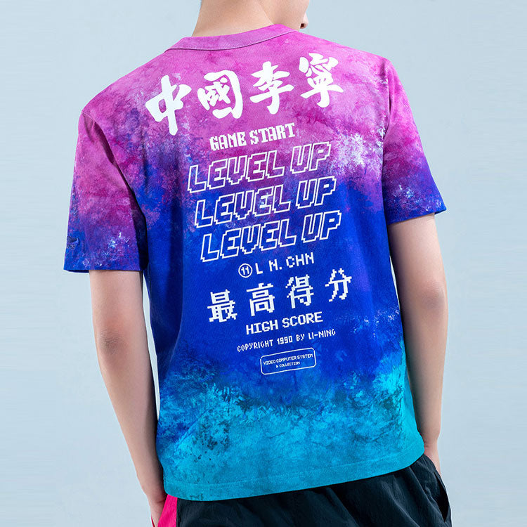 Li-Ning Printing Sports Round Neck Short Sleeve 'Purple Red' AHSQ629-3