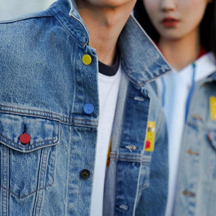 Men's Levis x LEGO Group Crossover Series lapel Denim Jacket Denim Blue 77380-0023