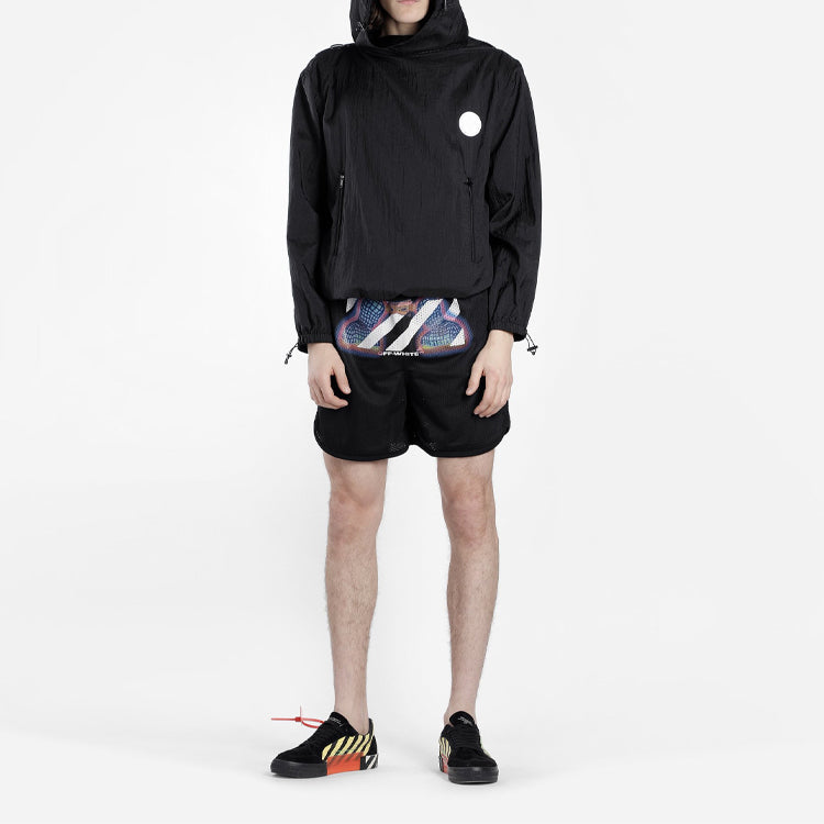 Off-White Back Logo Printing Hooded Jacket Black OMEA187E19E150241001