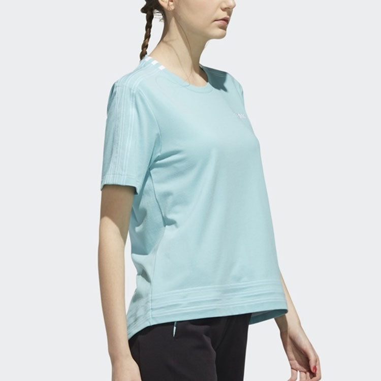 (WMNS) adidas neo Logo Printing Training Sports Loose Round Neck Short Sleeve Blue DW7732