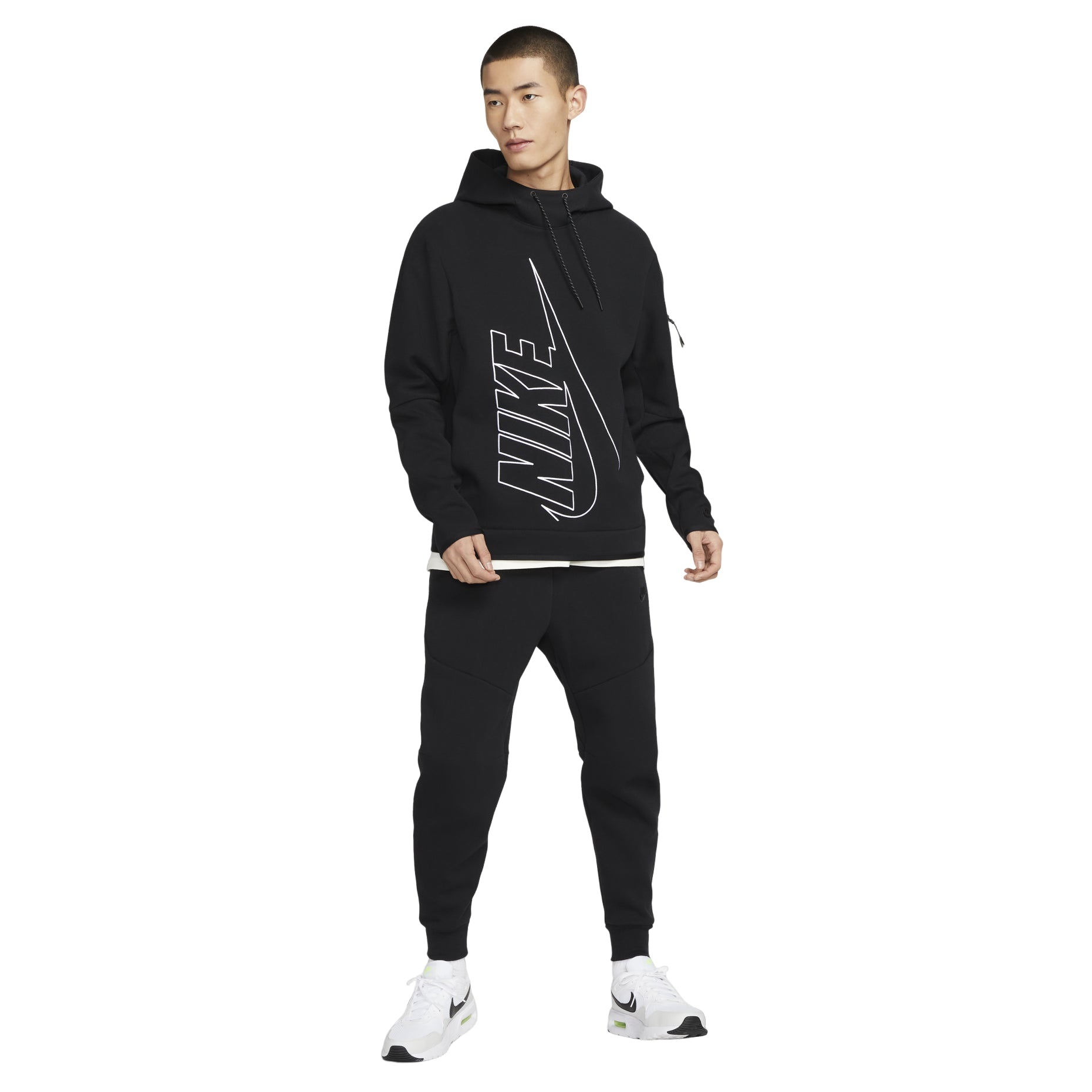 Nike Tech Fleece Pullover Graphic Hoodie 'Black' DX0578-010