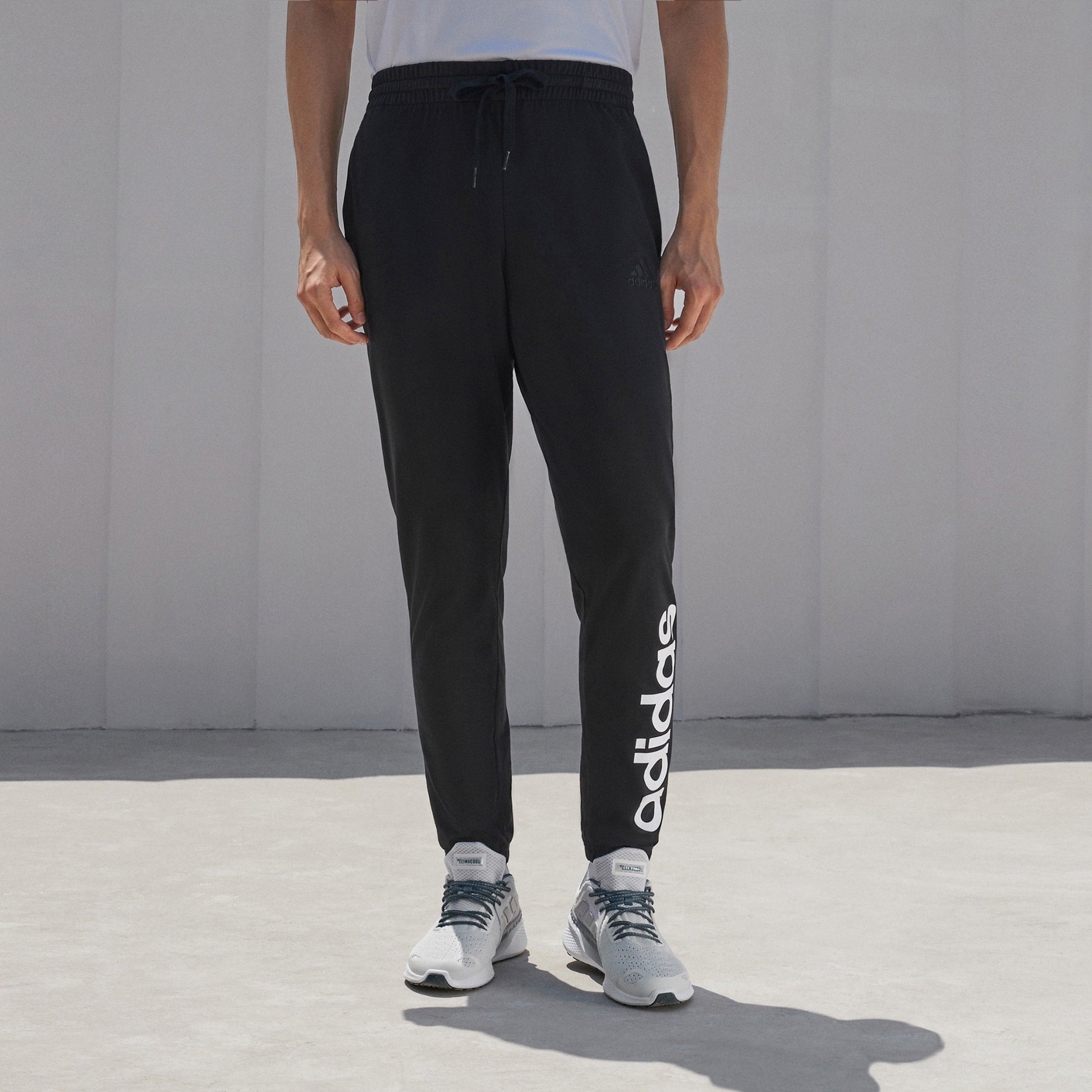 adidas M Lin Sj Te Pt Logo Printing Sports Training Cone Long Pants Black GK8827