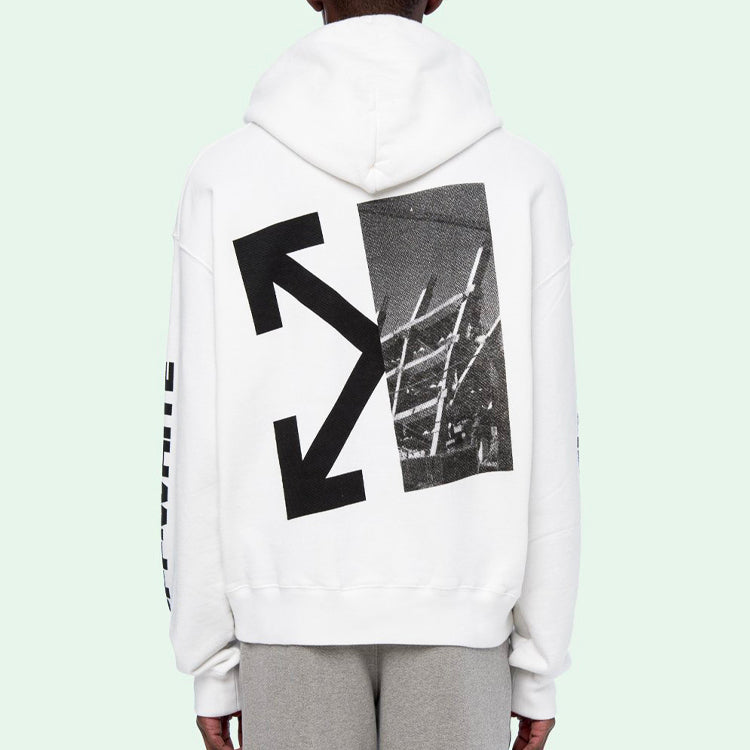 Off-White Split Arrows Hooded Fleece Men White OMBB037E19D250100110