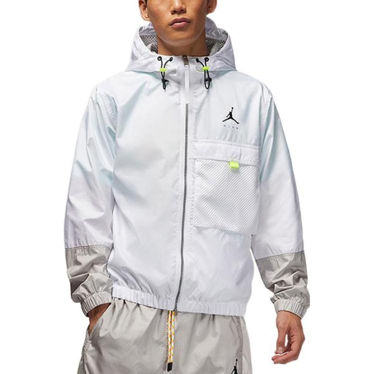 Men's Air Jordan Colorblock Zipper Hooded Jacket Autumn White DM1868-100